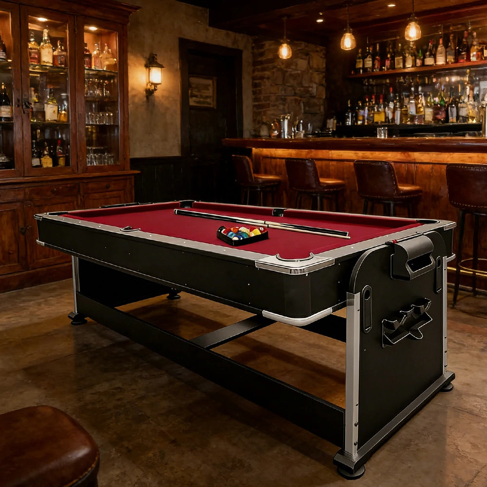 VERSA 8FT 4-In-1 Convertible Game Table - Pool Billiards Air Hockey Table Tennis Dining Table Gaming Room with Accessories (P024)