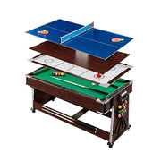 VERSA 4-IN-1 6FT Convertible Game Table - Air Hockey, Pool, Table Tennis & Dining, Space-Saving Brown Frame, Free Accessories - Green Felt