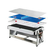 VERSA NEW 2026 UPGRADE MODEL 4-IN-1 6FT Convertible Game Table – Air Hockey, Pool, Table Tennis & Dining, Space-Saving White Frame, Free Accessories - Black Felt