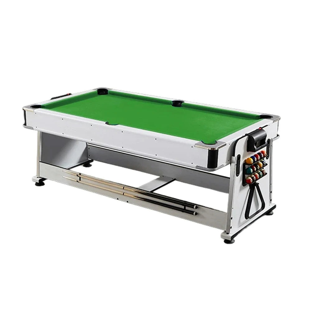 VERSA NEW 2026 UPGRADE MODEL 4-IN-1 6FT Convertible Game Table – Air Hockey, Pool, Table Tennis & Dining, Space-Saving White Frame, Free Accessories - Green Felt