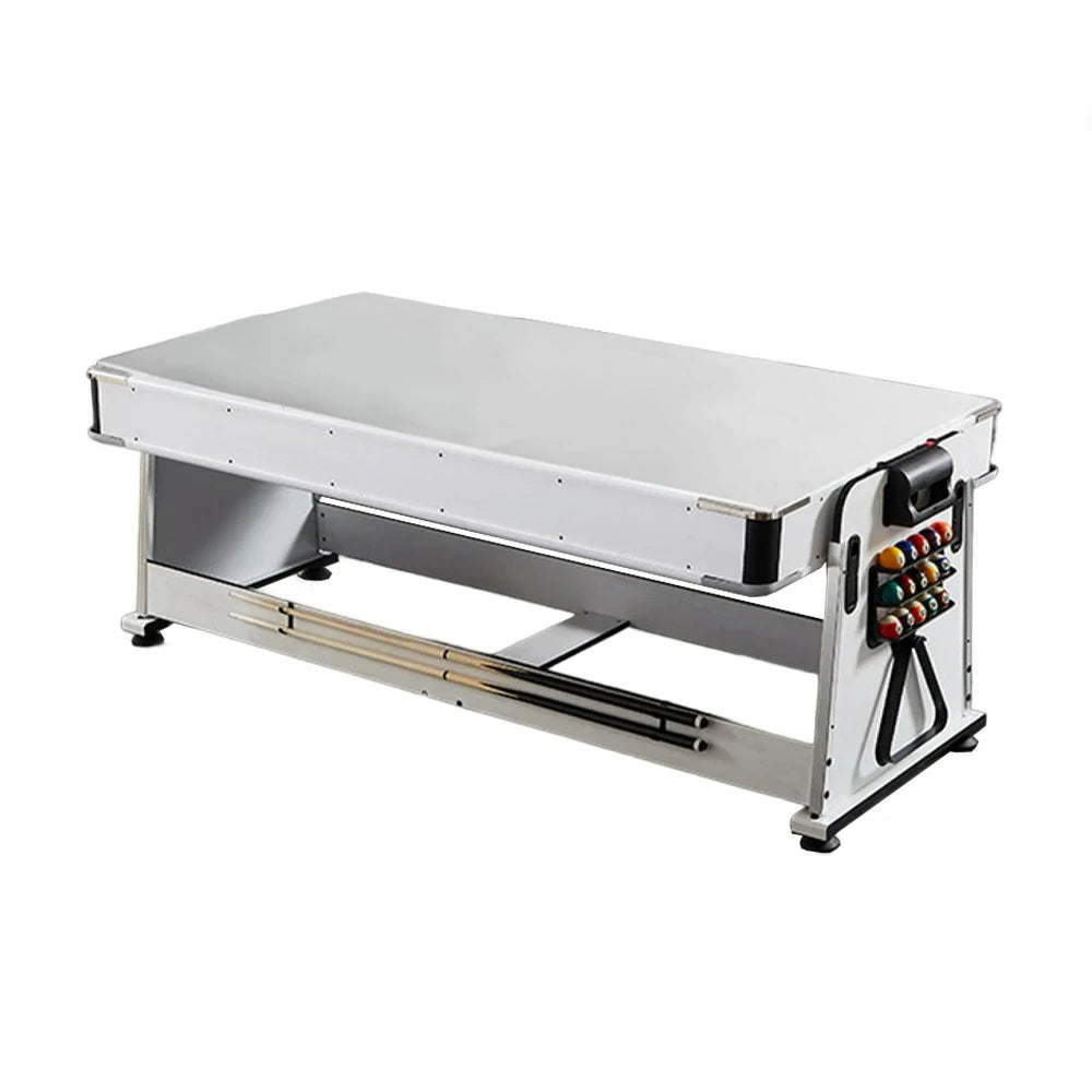 VERSA NEW 2026 UPGRADE MODEL 4-IN-1 6FT Convertible Game Table – Air Hockey, Pool, Table Tennis & Dining, Space-Saving White Frame, Free Accessories - Green Felt