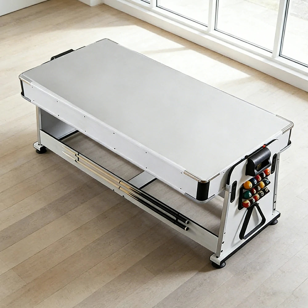 VERSA NEW 2026 UPGRADE MODEL 4-IN-1 6FT Convertible Game Table – Air Hockey, Pool, Table Tennis & Dining, Space-Saving White Frame, Free Accessories - Green Felt