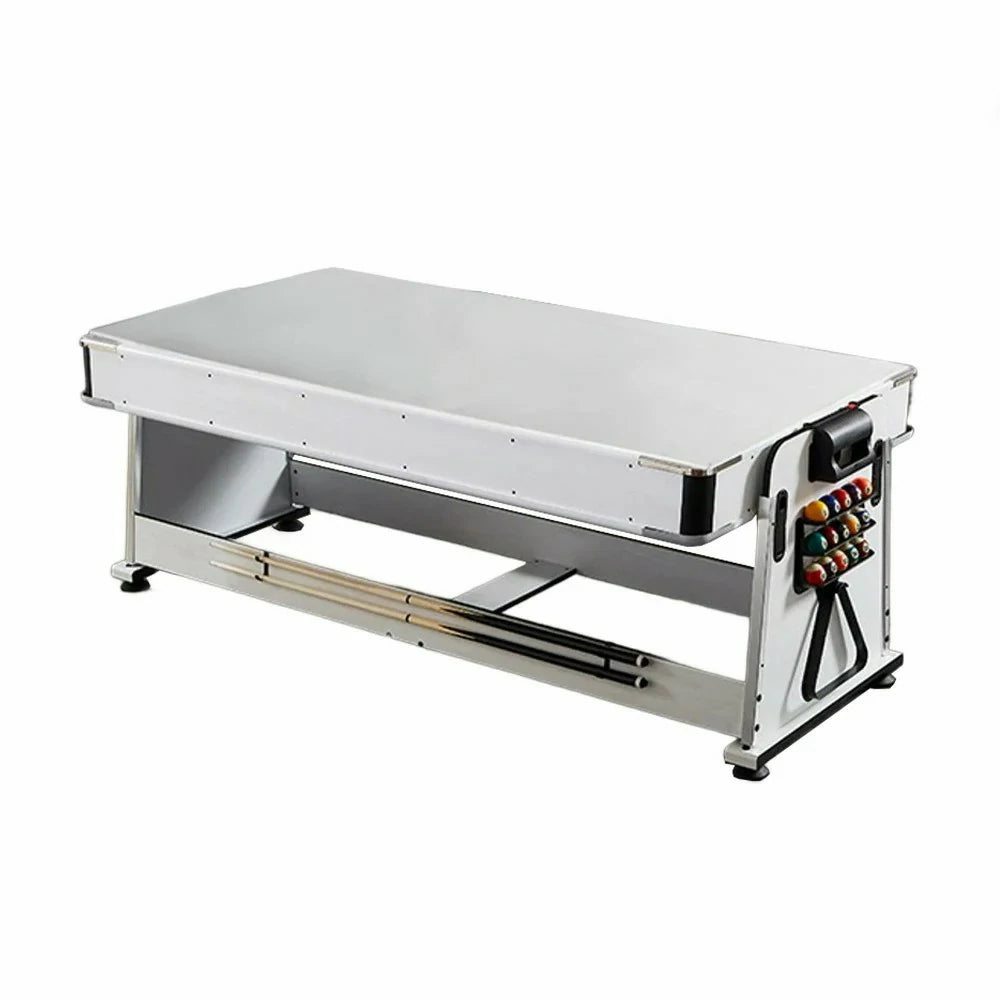 VERSA NEW 2026 UPGRADE MODEL 4-IN-1 6FT Convertible Game Table – Air Hockey, Pool, Table Tennis & Dining, Space-Saving White Frame, Free Accessories - Red Felt