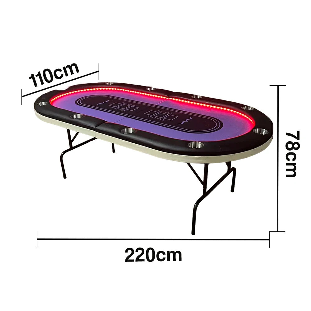 VERSA PK018 7FT LED-Lit Foldable Poker Table with Cup Holders - Seats 10 Players