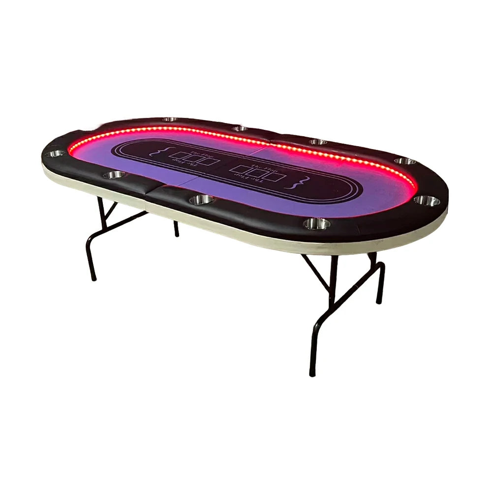 VERSA PK018 7FT LED-Lit Foldable Poker Table with Cup Holders - Seats 10 Players