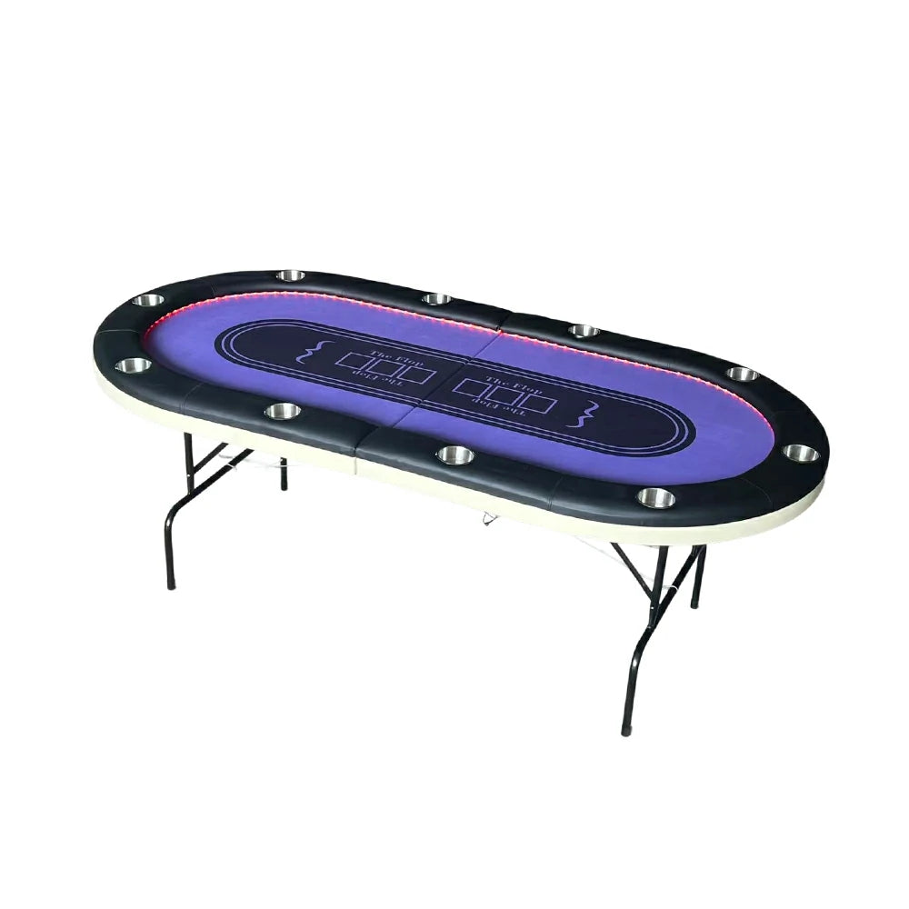 VERSA PK018 7FT LED-Lit Foldable Poker Table with Cup Holders - Seats 10 Players
