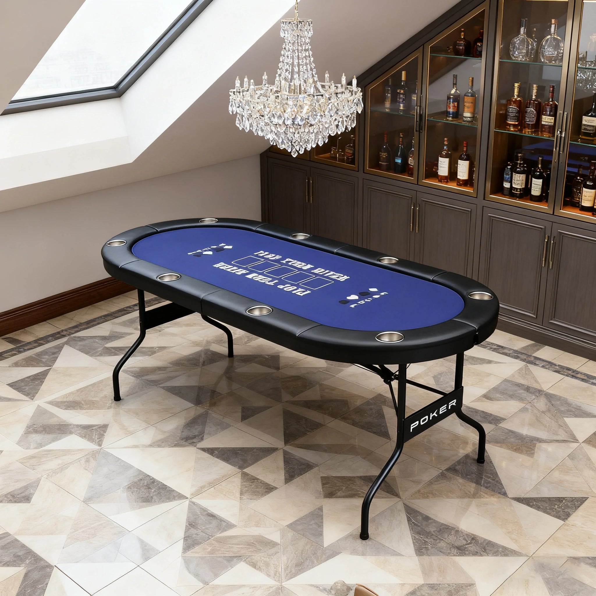 VERSA 3-in-1 Foldable Poker Table - 182cm - Sturdy MDF+Metal Frame, Portable Design with Multi-Game Layout, Premium Casino Style for Home Entertainment