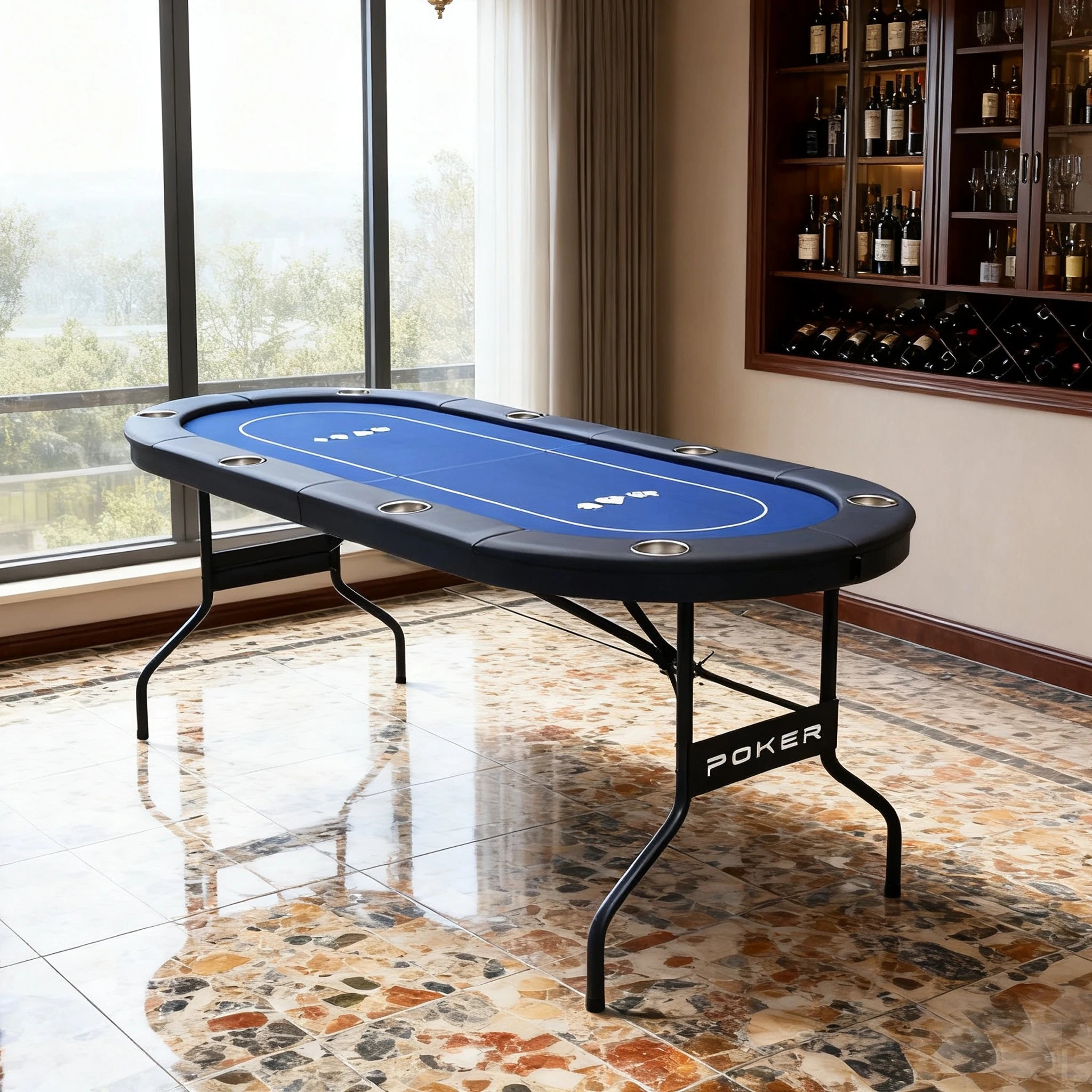 VERSA 3-in-1 Foldable Poker Table - 182cm - Sturdy MDF+Metal Frame, Portable Design with Multi-Game Layout, Premium Casino Style for Home Entertainment