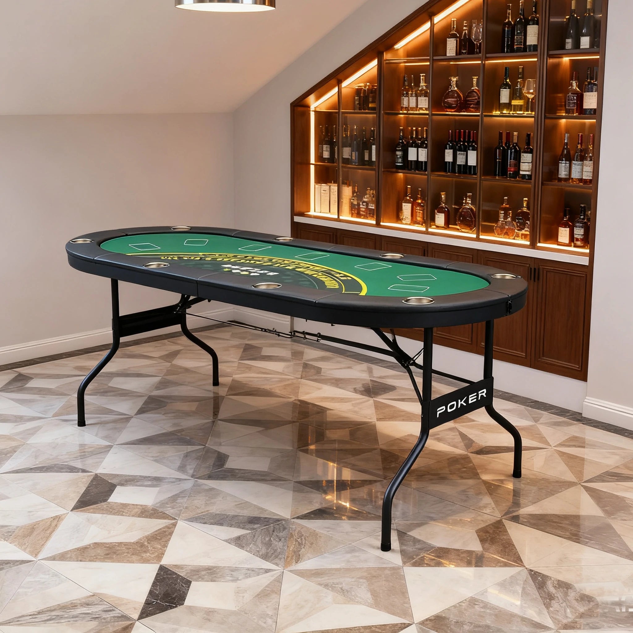 VERSA 3-in-1 Foldable Poker Table - 182cm - Sturdy MDF+Metal Frame, Portable Design with Multi-Game Layout, Premium Casino Style for Home Entertainment