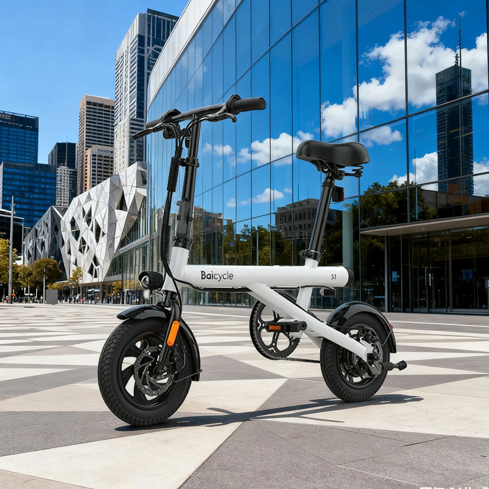 VOLTUS Folding Electric Bike 36V250W Brushless Motor Carbon Steel Frame Dual Disc Brakes Long-Range Battery with Comfort Saddle Upgrade