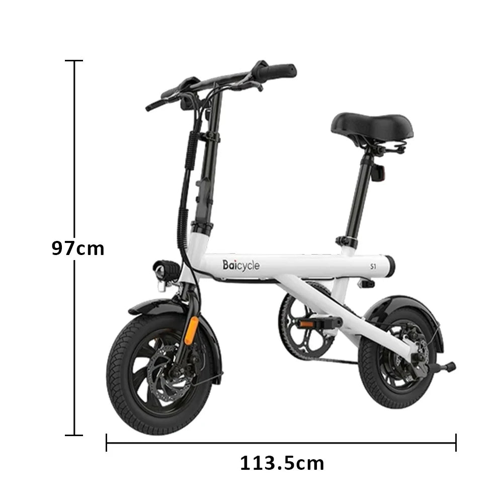 VOLTUS Folding Electric Bike 36V250W Brushless Motor Carbon Steel Frame Dual Disc Brakes Long-Range Battery with Comfort Saddle Upgrade