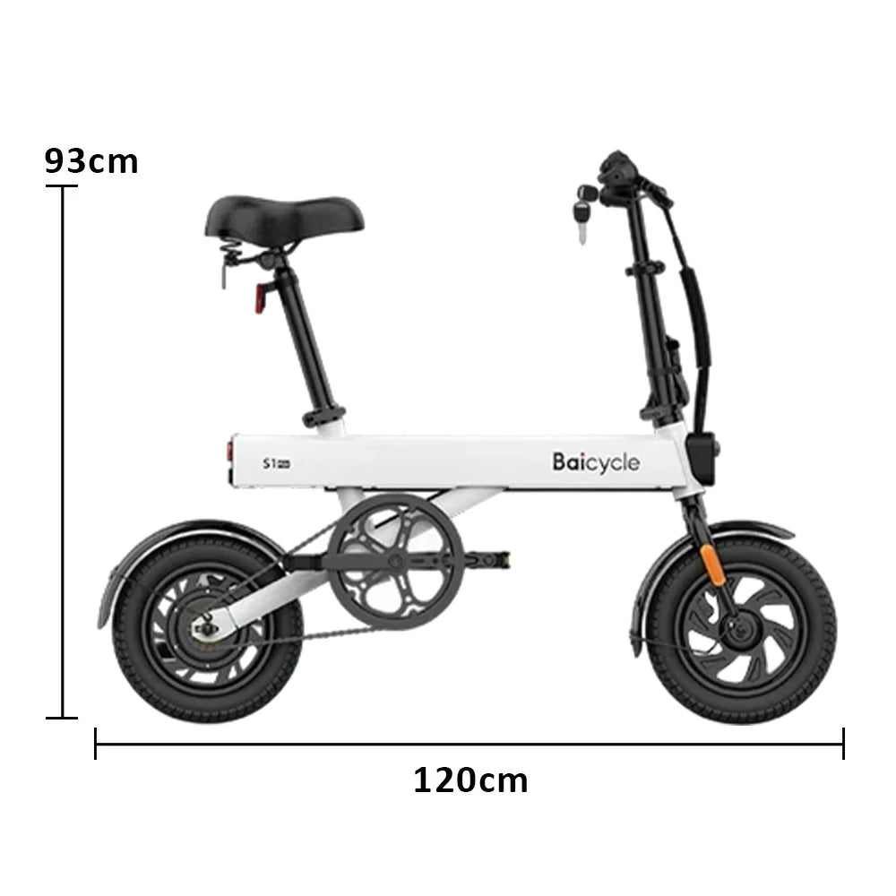 VOLTUS Folding Electric Bike 36V250W Brushless Motor Aluminium Alloy Frame Dual Disc Brakes with Upgraded Comfort Saddle Design - White