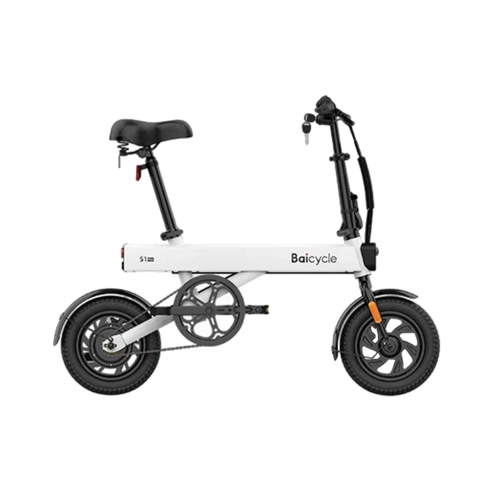 VOLTUS Folding Electric Bike 36V250W Brushless Motor Aluminium Alloy Frame Dual Disc Brakes with Upgraded Comfort Saddle Design - White