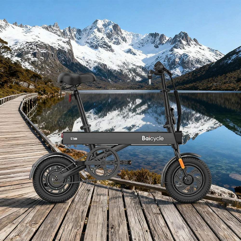 VOLTUS Folding Electric Bike 36V250W Brushless Motor Aluminium Alloy Frame Dual Disc Brakes with Upgraded Comfort Saddle Design - Black