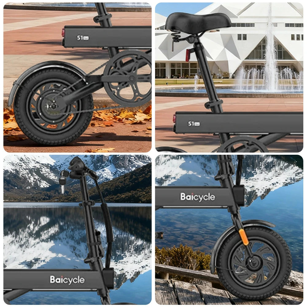 VOLTUS Folding Electric Bike 36V250W Brushless Motor Aluminium Alloy Frame Dual Disc Brakes with Upgraded Comfort Saddle Design - Black