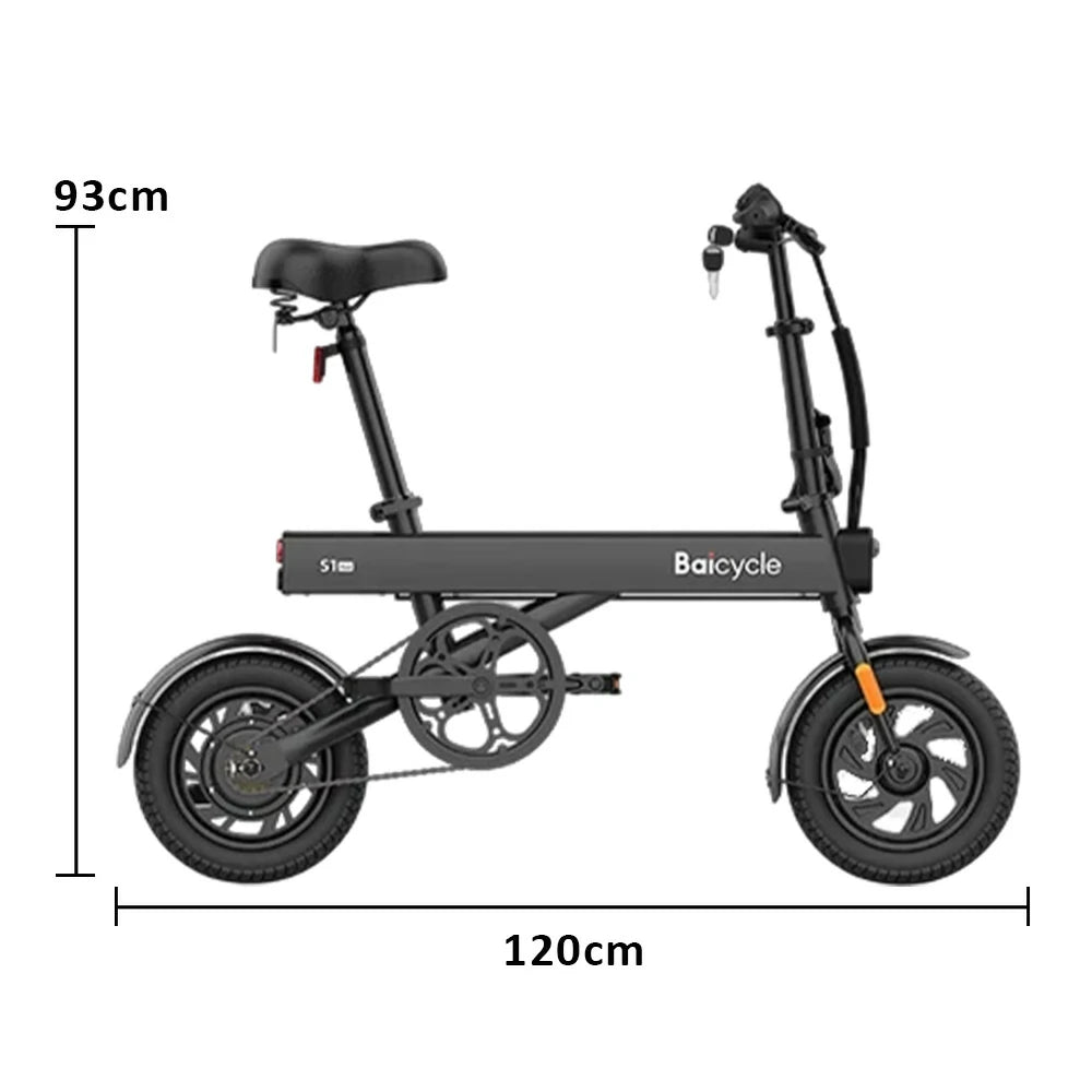 VOLTUS Folding Electric Bike 36V250W Brushless Motor Aluminium Alloy Frame Dual Disc Brakes with Upgraded Comfort Saddle Design - Black