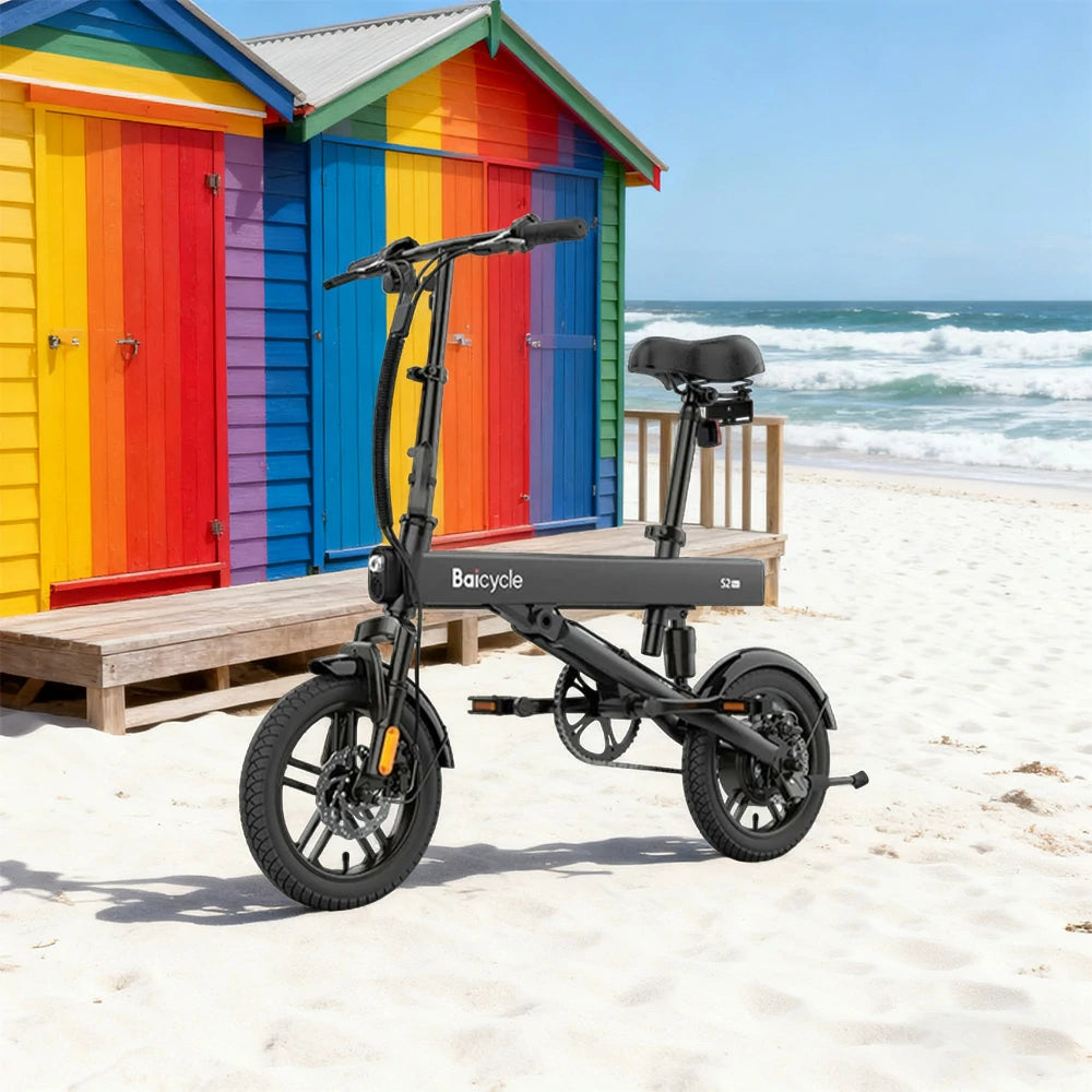 VOLTUS Folding Electric Bike 36V400W Brushless Motor Aluminium Alloy Frame Dual Suspension Dual Disc Brakes with Comfort Saddle Upgrade - Black