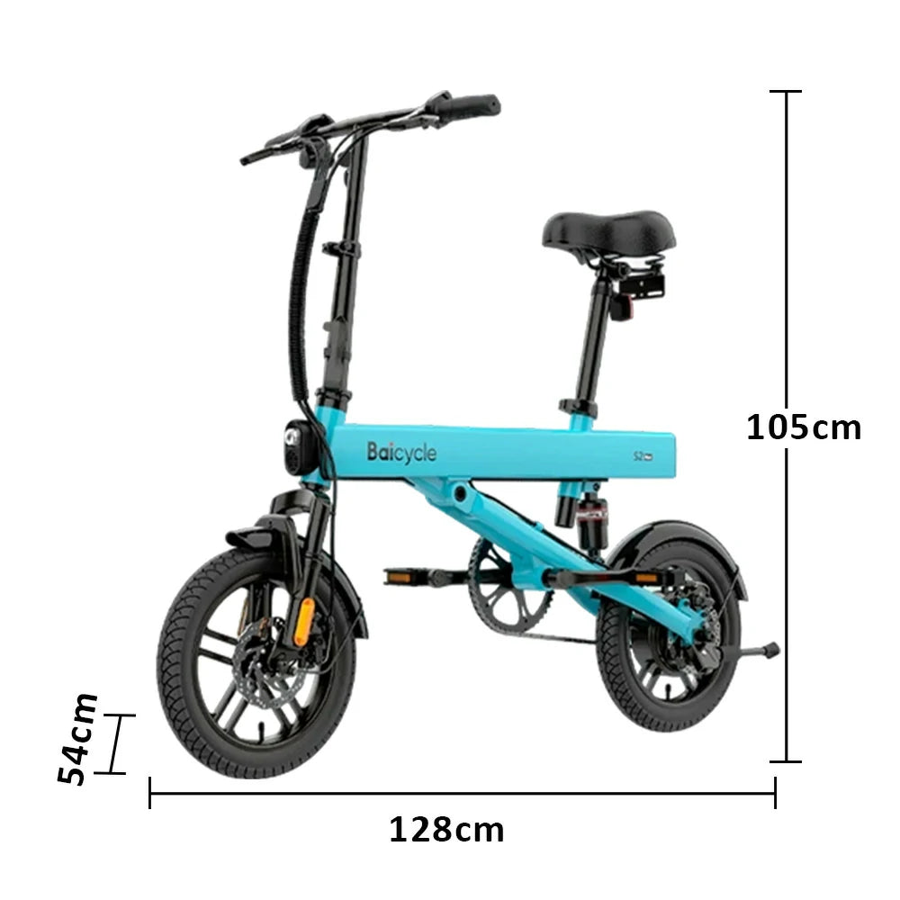 VOLTUS Folding Electric Bike 36V400W Brushless Motor Aluminium Alloy Frame Dual Suspension Dual Disc Brakes with Comfort Saddle Upgrade - Blue