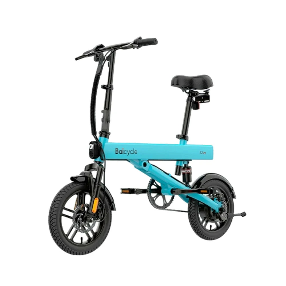 VOLTUS Folding Electric Bike 36V400W Brushless Motor Aluminium Alloy Frame Dual Suspension Dual Disc Brakes with Comfort Saddle Upgrade - Blue