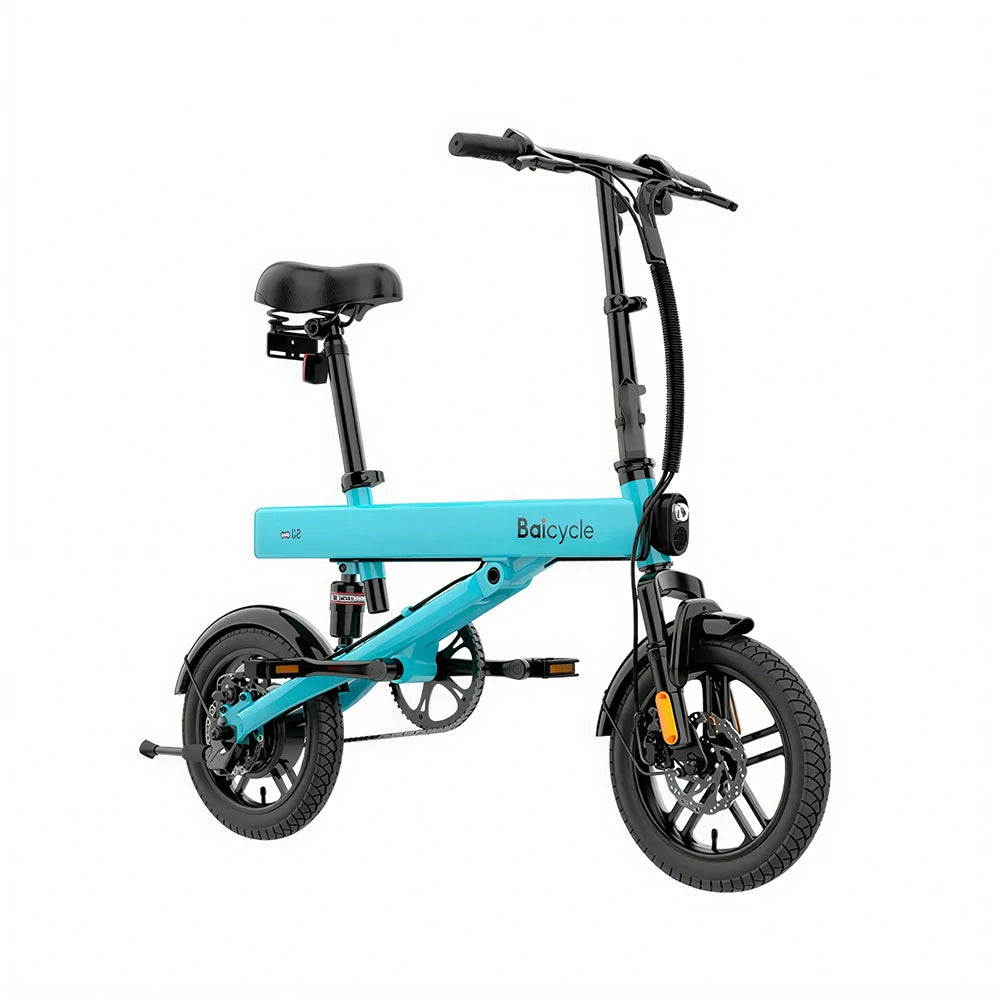 VOLTUS Folding Electric Bike 36V400W Brushless Motor Aluminium Alloy Frame Dual Suspension Dual Disc Brakes with Comfort Saddle Upgrade - Blue
