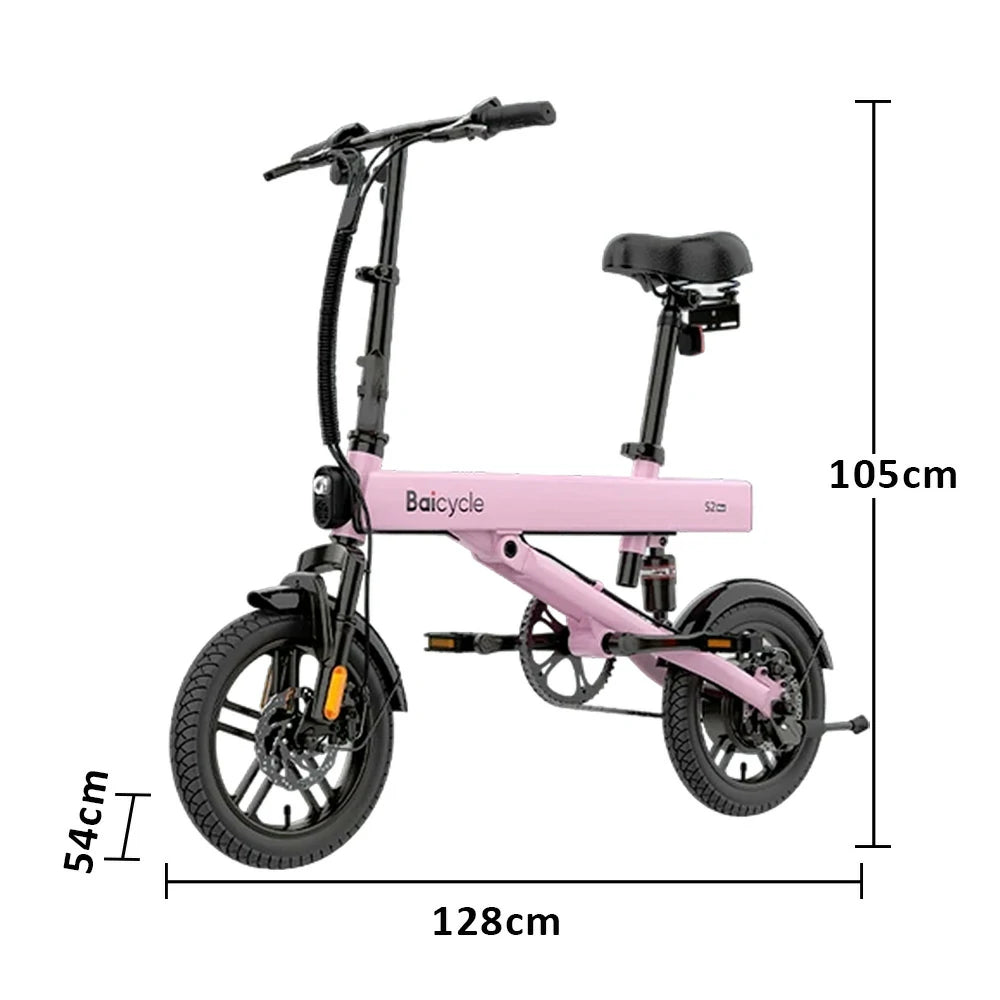 VOLTUS Folding Electric Bike 36V400W Brushless Motor Aluminium Alloy Frame Dual Suspension Dual Disc Brakes with Comfort Saddle Upgrade - Pink