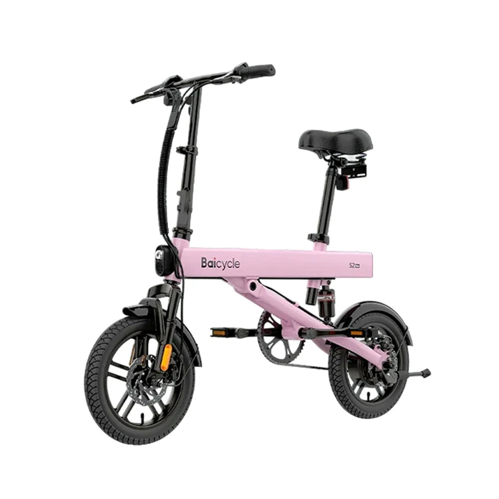 VOLTUS Folding Electric Bike 36V400W Brushless Motor Aluminium Alloy Frame Dual Suspension Dual Disc Brakes with Comfort Saddle Upgrade - Pink