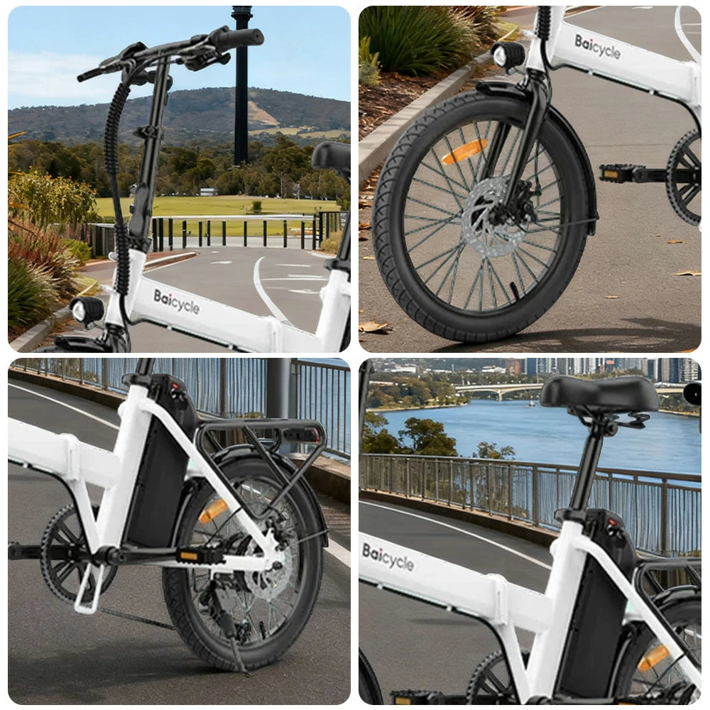 VOLTUS Folding Electric Bike 36V400W Brushless Motor Aluminium Alloy Frame Shim﻿ano 6-Speed 20-Inch Wheels with Long-Range 11Ah Battery