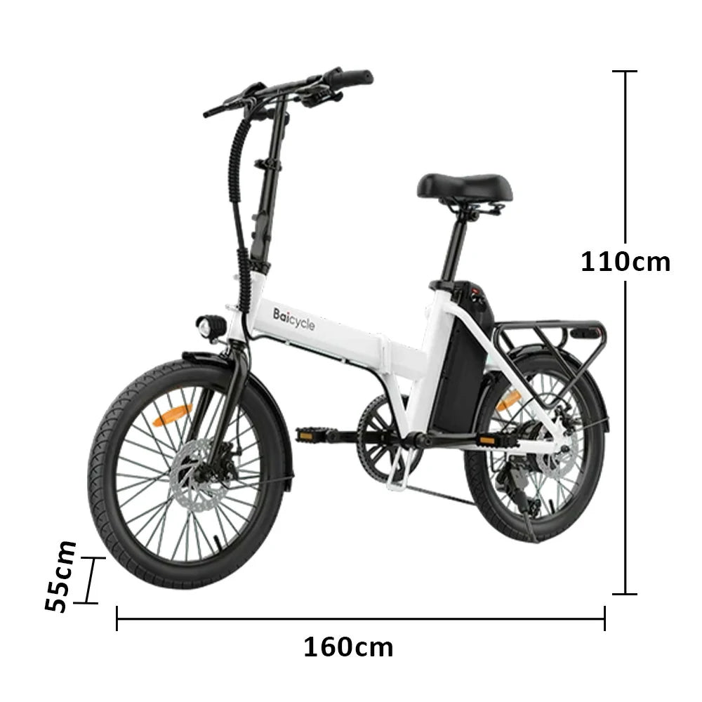 VOLTUS Folding Electric Bike 36V400W Brushless Motor Aluminium Alloy Frame Shim﻿ano 6-Speed 20-Inch Wheels with Long-Range 11Ah Battery