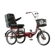 VOLTUS Tricycle High-Carbon Steel Frame 135kg Max Load High-Elastic Shock Absorption Front and Rear Drum Brakes Adjustable Saddle - Red