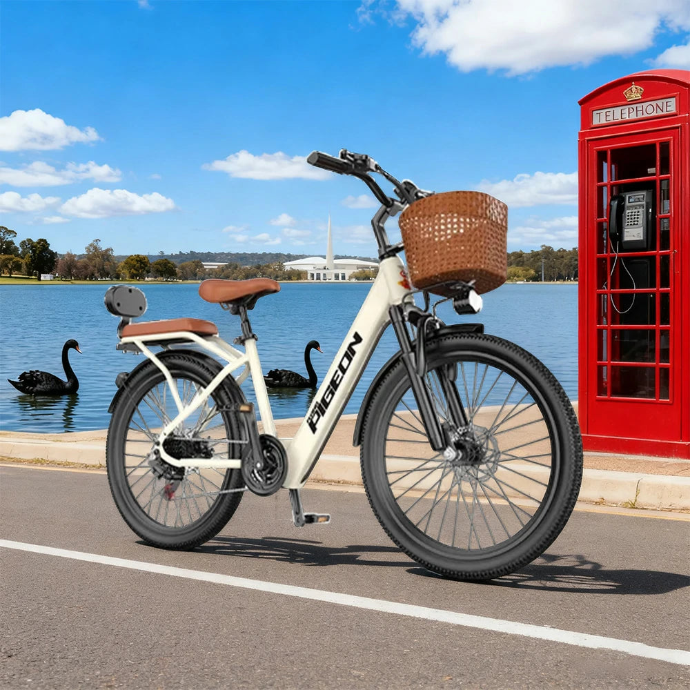 VOLTUS Electric Bike 400W Speed-Assist Motor Carbon Alloy Frame 24-Inch Spoked Wheel Multi-Capacity Battery with Energy Recovery System - Khaki