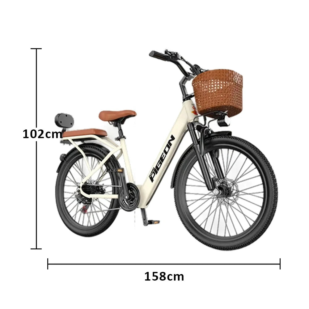 VOLTUS Electric Bike 400W Speed-Assist Motor Carbon Alloy Frame 24-Inch Spoked Wheel Multi-Capacity Battery with Energy Recovery System - Khaki