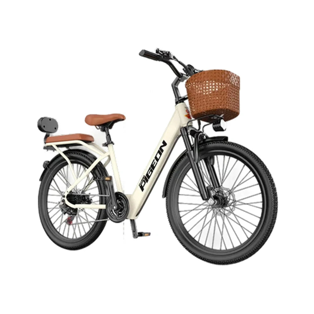 VOLTUS Electric Bike 400W Speed-Assist Motor Carbon Alloy Frame 24-Inch Spoked Wheel Multi-Capacity Battery with Energy Recovery System - Khaki