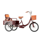 VOLTUS Tricycle High-Strength Steel Frame 300kg Max Load Dual-Shoulder Suspension Front and Rear Dual Brakes Adjustable Rear Seat Large Storage Basket - Red