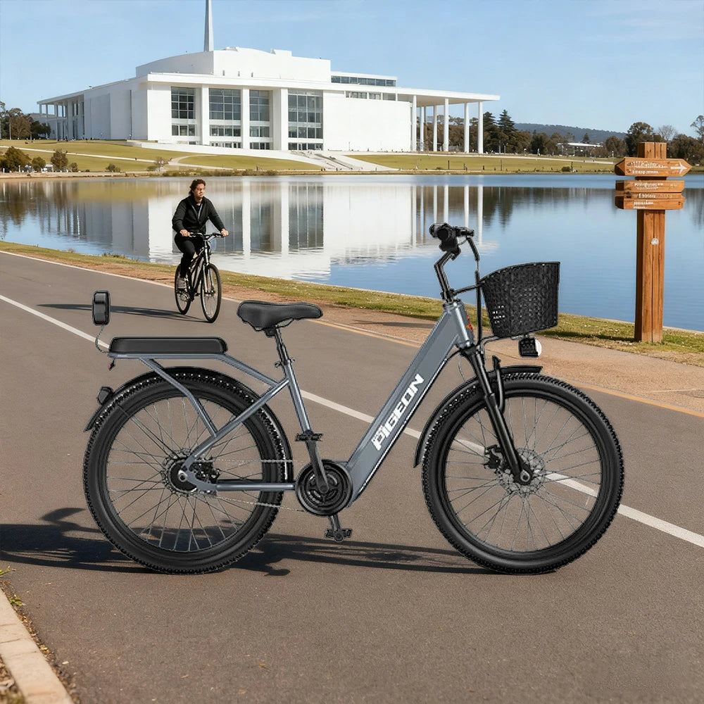 VOLTUS Electric Bike 400W Speed-Assist Motor Carbon Alloy Frame 24-Inch Spoked Wheel Multi-Capacity Battery with Energy Recovery System - Grey