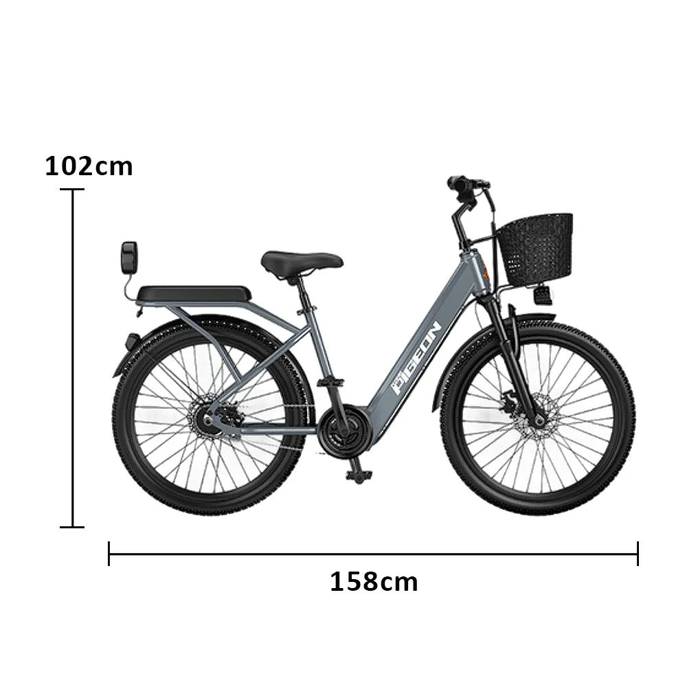 VOLTUS Electric Bike 400W Speed-Assist Motor Carbon Alloy Frame 24-Inch Spoked Wheel Multi-Capacity Battery with Energy Recovery System - Grey