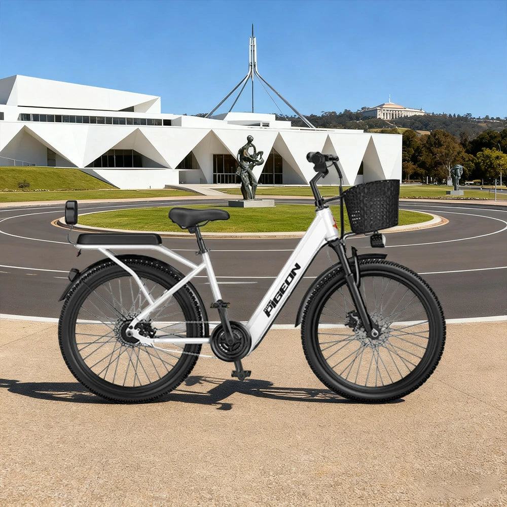 VOLTUS Electric Bike 400W Speed-Assist Motor Carbon Alloy Frame 24-Inch Spoked Wheel Multi-Capacity Battery with Energy Recovery System - White