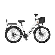 VOLTUS Electric Bike 400W Speed-Assist Motor Carbon Alloy Frame 24-Inch Spoked Wheel Multi-Capacity Battery with Energy Recovery System - White