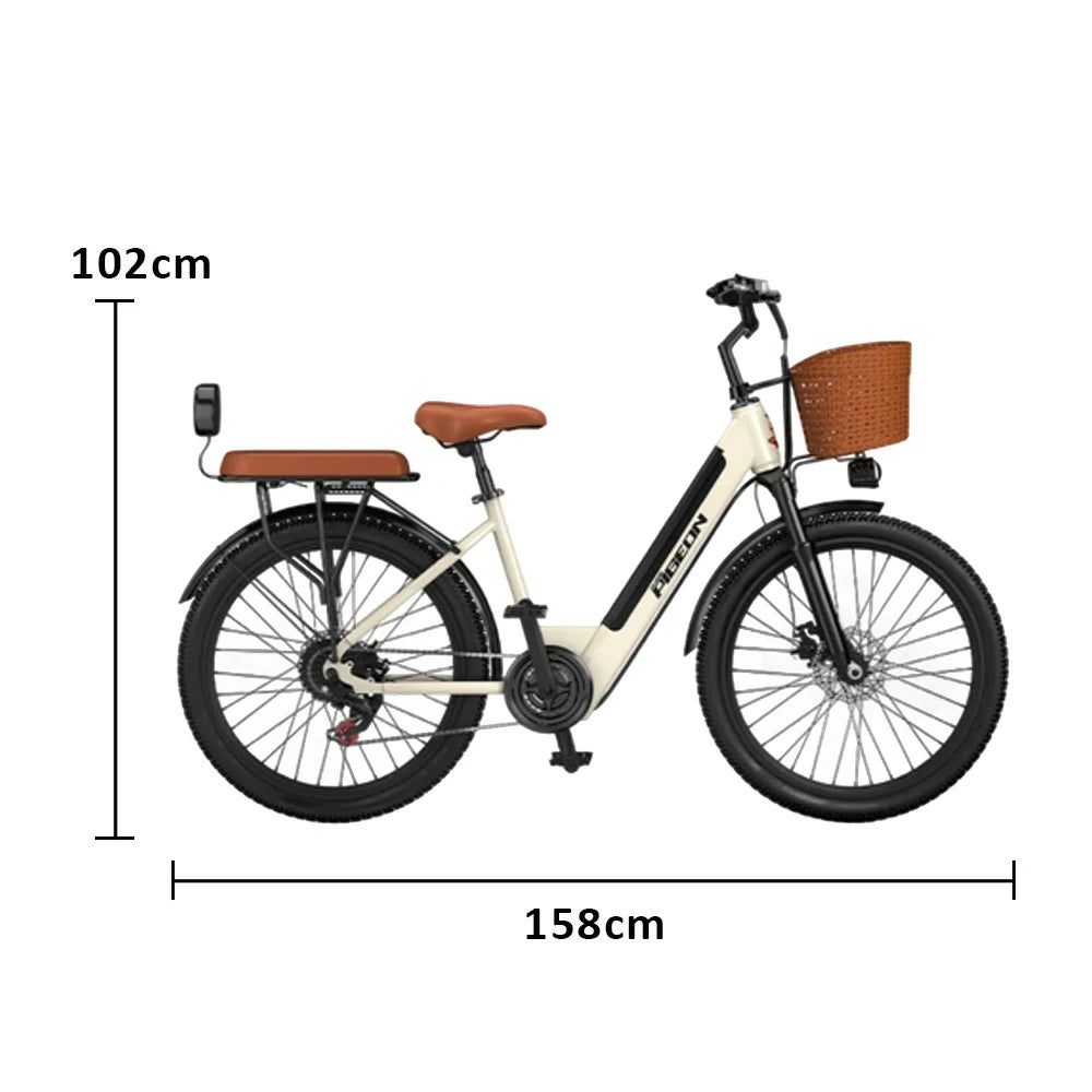 VOLTUS Folding Electric Bike 400W Motor Carbon Alloy Frame Shimano 7-Speed 24-Inch Spoked Wheels with Energy Recovery System - Khaki
