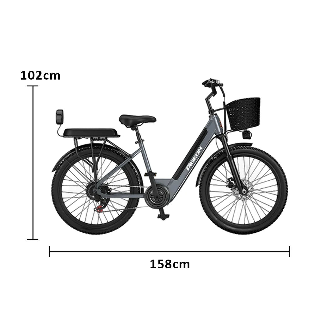 VOLTUS Folding Electric Bike 400W Motor Carbon Alloy Frame Shimano 7-Speed 24-Inch Spoked Wheels with Energy Recovery System - Grey