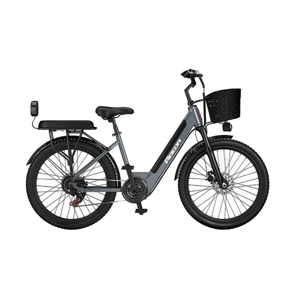 VOLTUS Folding Electric Bike 400W Motor Carbon Alloy Frame Shimano 7-Speed 24-Inch Spoked Wheels with Energy Recovery System - Grey