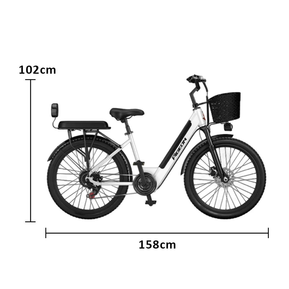 VOLTUS Folding Electric Bike 400W Motor Carbon Alloy Frame Shimano 7-Speed 24-Inch Spoked Wheels with Energy Recovery System - White