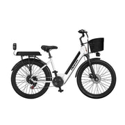 VOLTUS Folding Electric Bike 400W Motor Carbon Alloy Frame Shimano 7-Speed 24-Inch Spoked Wheels with Energy Recovery System - White