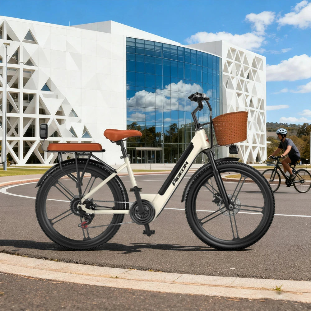 VOLTUS Folding Electric Bike 400W Motor Carbon Alloy Frame Shimano 7-Speed 24-Inch Magnesium Alloy Integrated Wheels with Energy Recovery System - Khaki