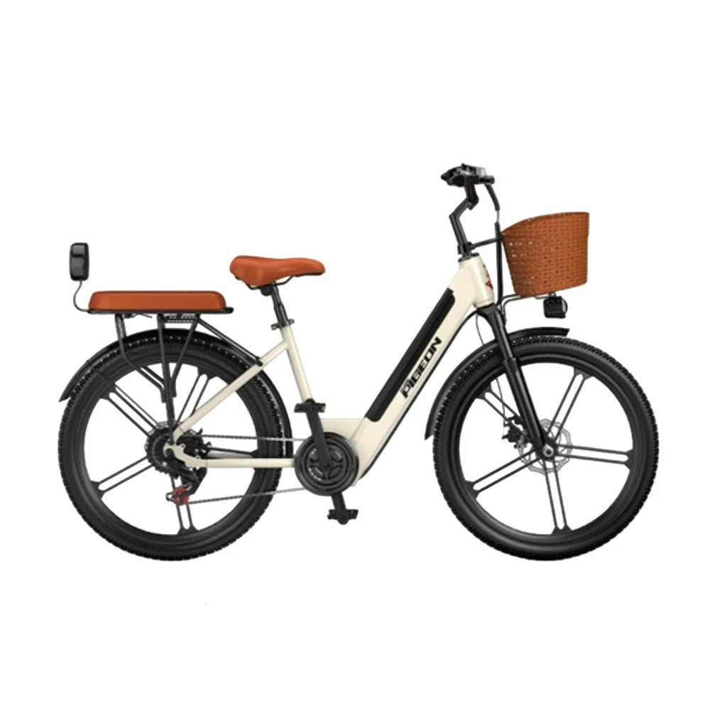 VOLTUS Folding Electric Bike 400W Motor Carbon Alloy Frame Shimano 7-Speed 24-Inch Magnesium Alloy Integrated Wheels with Energy Recovery System - Khaki