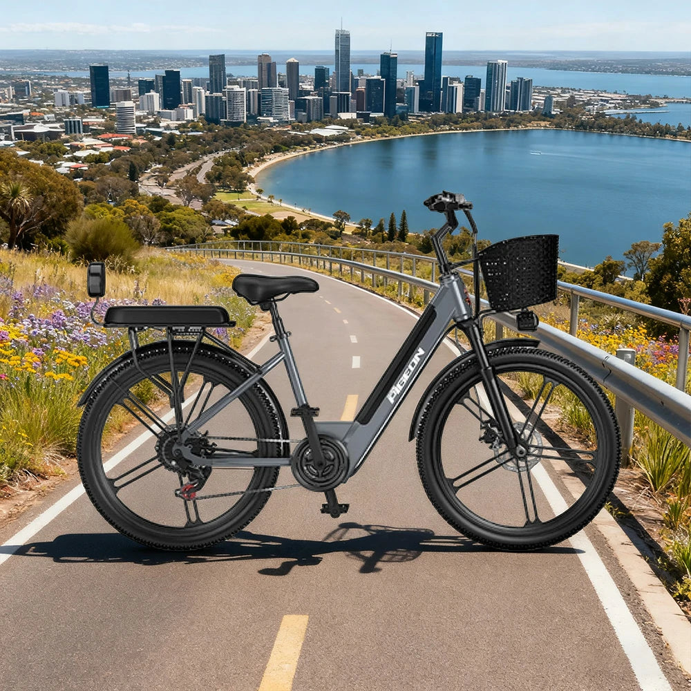 VOLTUS Folding Electric Bike 400W Motor Carbon Alloy Frame Shimano 7-Speed 24-Inch Magnesium Alloy Integrated Wheels with Energy Recovery System - Grey