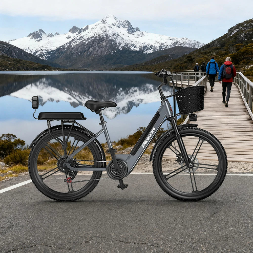 VOLTUS Folding Electric Bike 400W Motor Carbon Alloy Frame Shimano 7-Speed 24-Inch Magnesium Alloy Integrated Wheels with Energy Recovery System - Grey