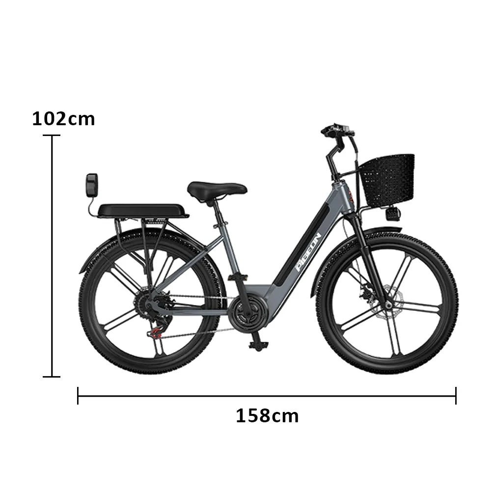 VOLTUS Folding Electric Bike 400W Motor Carbon Alloy Frame Shimano 7-Speed 24-Inch Magnesium Alloy Integrated Wheels with Energy Recovery System - Grey