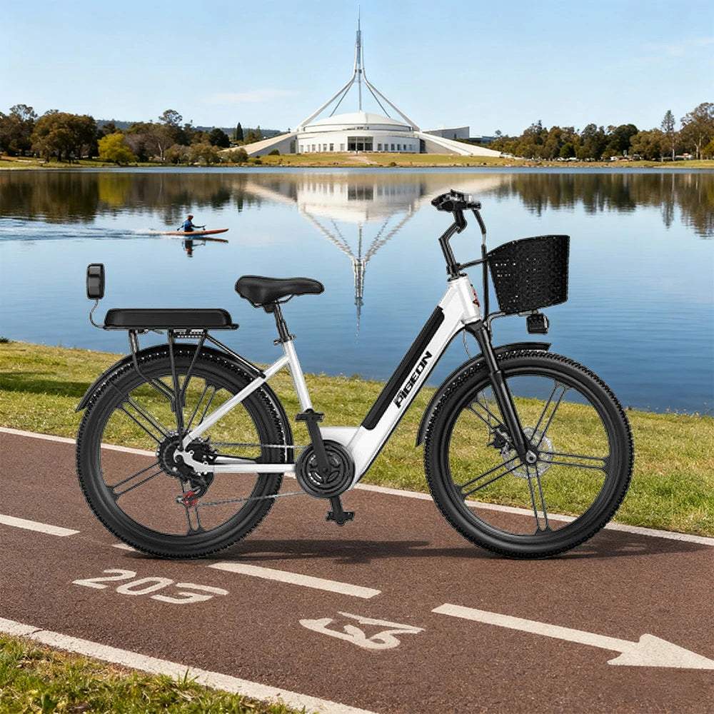 VOLTUS Folding Electric Bike 400W Motor Carbon Alloy Frame Shimano 7-Speed 24-Inch Magnesium Alloy Integrated Wheels with Energy Recovery System - White