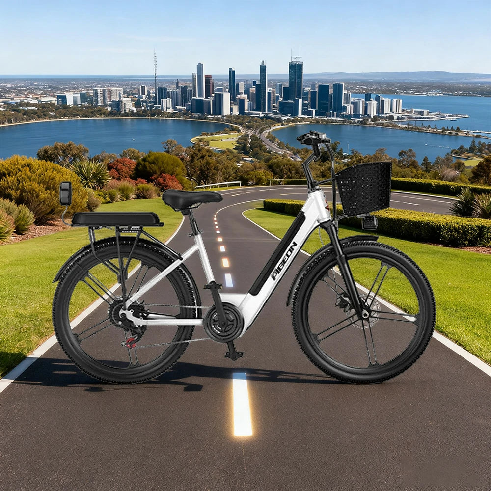 VOLTUS Folding Electric Bike 400W Motor Carbon Alloy Frame Shimano 7-Speed 24-Inch Magnesium Alloy Integrated Wheels with Energy Recovery System - White