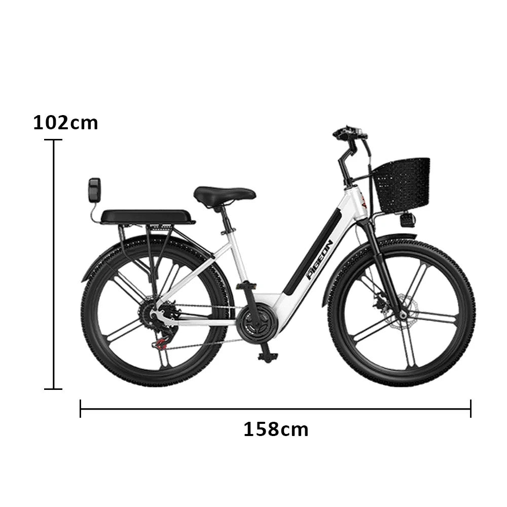 VOLTUS Folding Electric Bike 400W Motor Carbon Alloy Frame Shimano 7-Speed 24-Inch Magnesium Alloy Integrated Wheels with Energy Recovery System - White